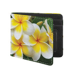 White And Yellow Plumeria Flower Print Bifold Wallet