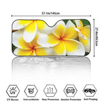 White And Yellow Plumeria Flower Print Car Windshield Sun Shade