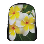 White And Yellow Plumeria Flower Print Casual Backpack