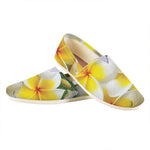 White And Yellow Plumeria Flower Print Casual Shoes