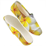 White And Yellow Plumeria Flower Print Casual Shoes