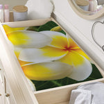White And Yellow Plumeria Flower Print Changing Pad Cover