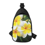 White And Yellow Plumeria Flower Print Chest Bag