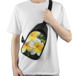 White And Yellow Plumeria Flower Print Chest Bag
