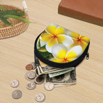 White And Yellow Plumeria Flower Print Coin Purse