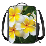 White And Yellow Plumeria Flower Print Crossbody Lunch Bag