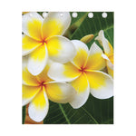 White And Yellow Plumeria Flower Print Curtain