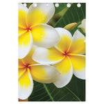 White And Yellow Plumeria Flower Print Curtain