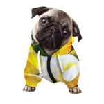 White And Yellow Plumeria Flower Print Dog Zip Up Hoodie