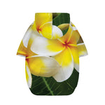 White And Yellow Plumeria Flower Print Dog Zip Up Hoodie