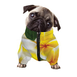 White And Yellow Plumeria Flower Print Dog Zip Up Jacket