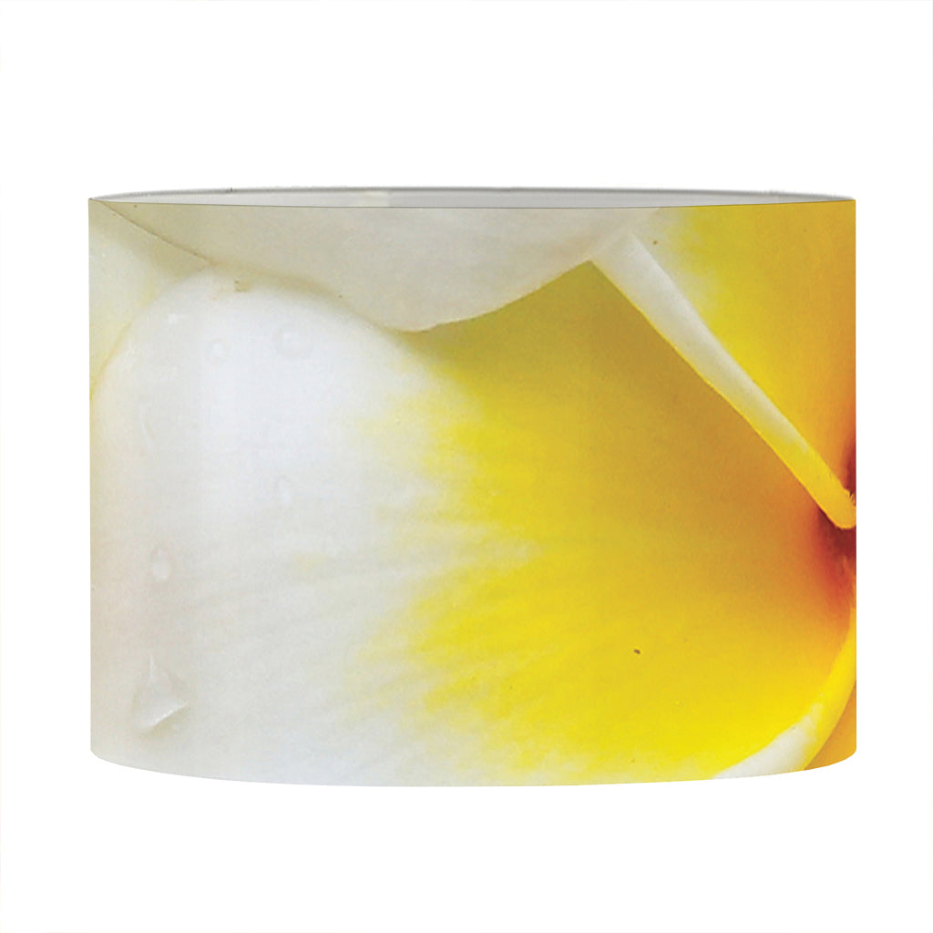 White And Yellow Plumeria Flower Print Drum Lamp Shade