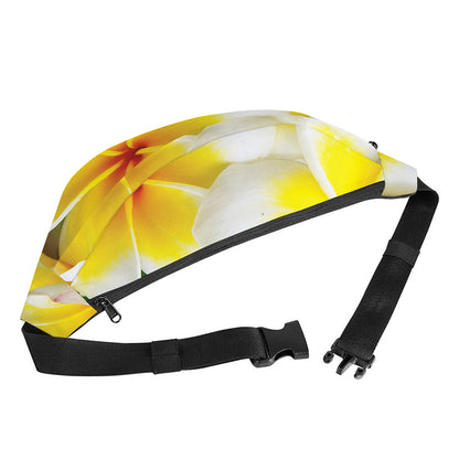 White And Yellow Plumeria Flower Print Fanny Pack