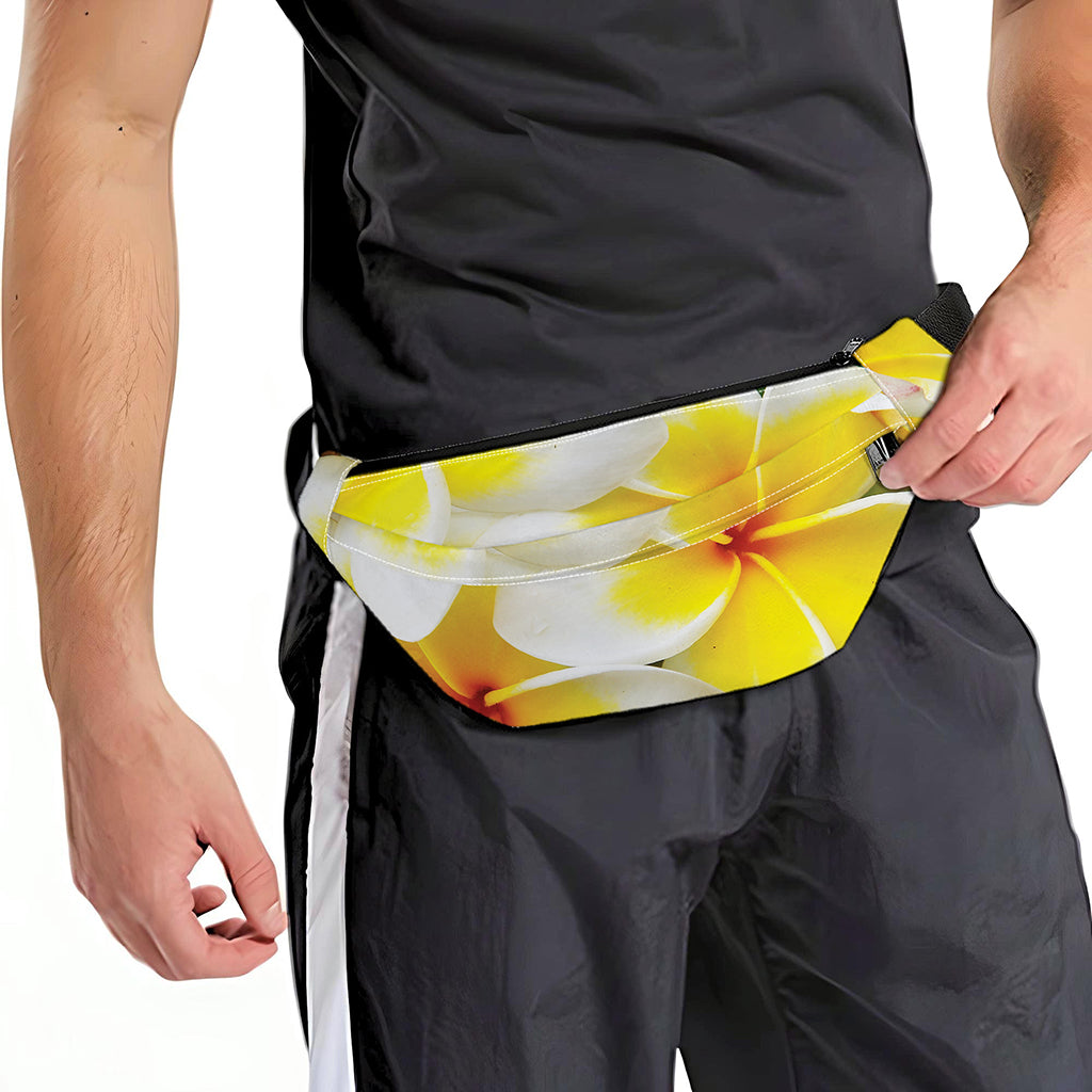 White And Yellow Plumeria Flower Print Fanny Pack