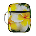 White And Yellow Plumeria Flower Print Front Pocket Bible Bag