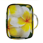 White And Yellow Plumeria Flower Print Front Pocket Bible Bag