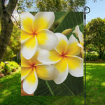 White And Yellow Plumeria Flower Print Garden Flag
