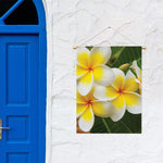 White And Yellow Plumeria Flower Print Garden Flag