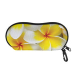 White And Yellow Plumeria Flower Print Glasses Case