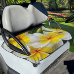 White And Yellow Plumeria Flower Print Golf Cart Seat Cover