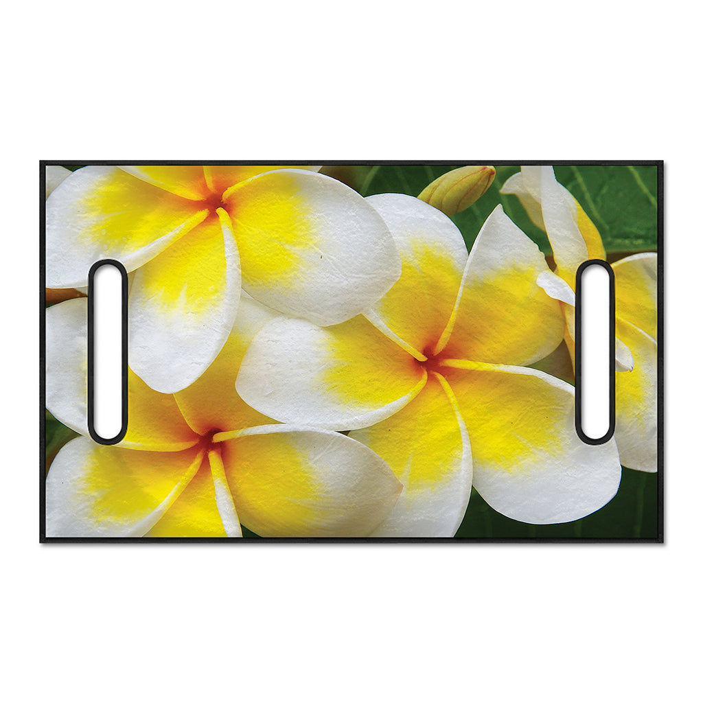White And Yellow Plumeria Flower Print Golf Cart Seat Cover