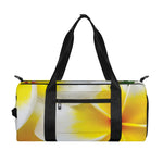 White And Yellow Plumeria Flower Print Gym Bag