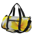 White And Yellow Plumeria Flower Print Gym Bag