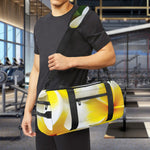 White And Yellow Plumeria Flower Print Gym Bag