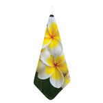 White And Yellow Plumeria Flower Print Hand Towel