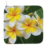 White And Yellow Plumeria Flower Print Hand Towel