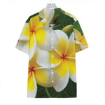 White And Yellow Plumeria Flower Print Hawaiian Shirt