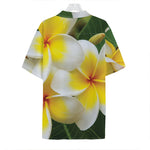 White And Yellow Plumeria Flower Print Hawaiian Shirt