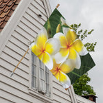 White And Yellow Plumeria Flower Print House Flag