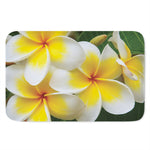 White And Yellow Plumeria Flower Print Indoor Door Mat