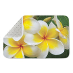 White And Yellow Plumeria Flower Print Indoor Door Mat
