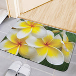 White And Yellow Plumeria Flower Print Indoor Door Mat