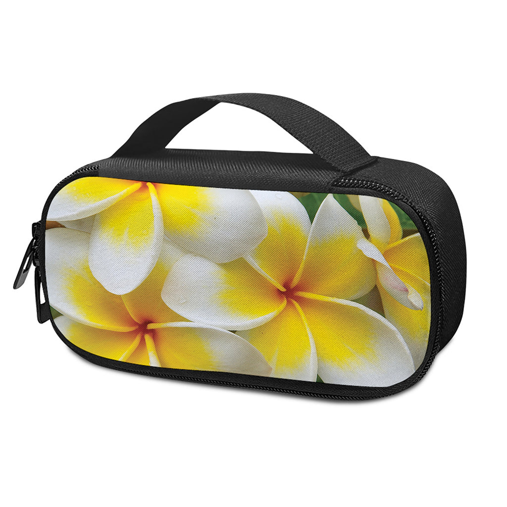 White And Yellow Plumeria Flower Print Insulin Cooler Travel Case