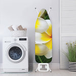 White And Yellow Plumeria Flower Print Ironing Board Cover