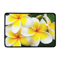 White And Yellow Plumeria Flower Print Kitchen Mat