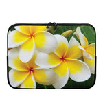 White And Yellow Plumeria Flower Print Laptop Sleeve