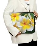 White And Yellow Plumeria Flower Print Laptop Sleeve