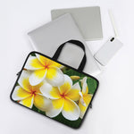 White And Yellow Plumeria Flower Print Laptop Sleeve With Handle