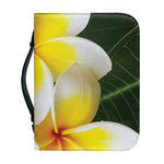 White And Yellow Plumeria Flower Print Leather Bible Cover