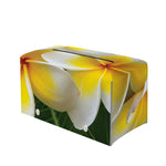 White And Yellow Plumeria Flower Print Leather Tissue Box Cover