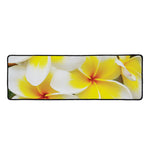 White And Yellow Plumeria Flower Print Long Kitchen Mat