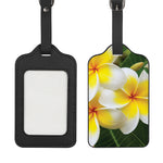 White And Yellow Plumeria Flower Print Luggage Tag