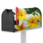 White And Yellow Plumeria Flower Print Mailbox Cover