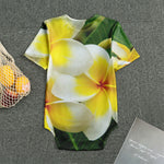White And Yellow Plumeria Flower Print Men's Bodysuit