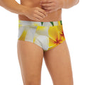 White And Yellow Plumeria Flower Print Men's Briefs