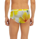 White And Yellow Plumeria Flower Print Men's Briefs
